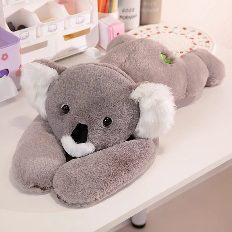 Brazo de peluche de 50/60/65cm de largo, almohada de felpa suave ponderada, mapache, Koala, oso, perezoso, dinosaurio, regalo para niños y niñas